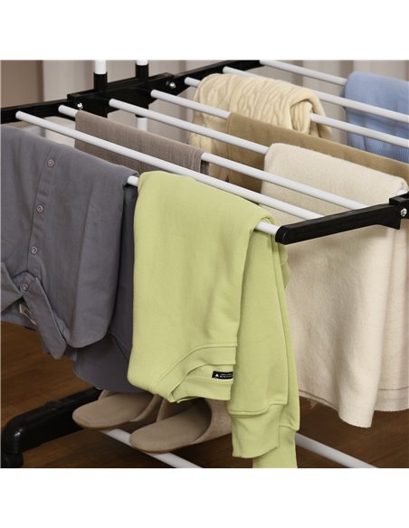 HOMCOM Foldable Clothes Drying Rack, 4-Tier Steel Garment Laundry Rack with Castors for Indoor and Outdoor Use, Black 850-208V00 - pic 69513 | FastDaddyshop