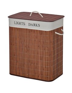 HOMCOM Laundry Basket 100L with Lid, Dual Section, Brown 850-144BN