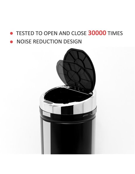 HOMCOM 42L Stainless Steel Sensor Trash Can W/ Bucket-Black 03-0045 - pic 69528 | FastDaddyshop