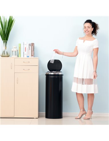 HOMCOM 50L Stainless Steel Sensor Trash Can W/ Bucket-Black 03-0046