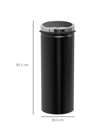 HOMCOM 50L Stainless Steel Sensor Trash Can W/ Bucket-Black 03-0046