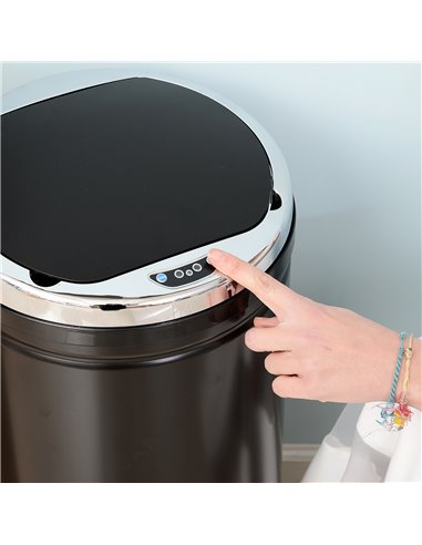 HOMCOM 50L Stainless Steel Sensor Trash Can W/ Bucket-Black 03-0046