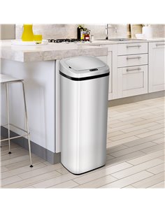 HOMCOM 50L Infrared Touchless Automatic Motion Sensor Dustbin Stainless Steel Trash Can Home Office 851-004 2
