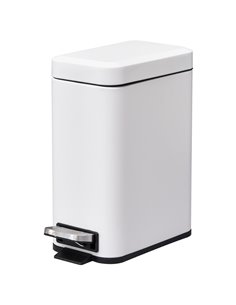 HOMCOM 5L Rectangular Compact Bin Steel Body Removable Bucket Quiet-Close Lid w/ Pedal Lid Rubbish Trash Can Garbage Tidy Clean 