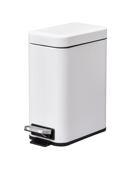 HOMCOM 5L Rectangular Compact Bin Steel Body Removable Bucket Quiet-Close Lid w/ Pedal Lid Rubbish Trash Can Garbage Tidy Clean  - pic 69550 | FastDaddyshop