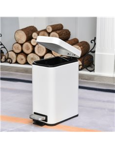 HOMCOM 5L Rectangular Compact Bin Steel Body Removable Bucket Quiet-Close Lid w/ Pedal Lid Rubbish Trash Can Garbage Tidy Clean  2