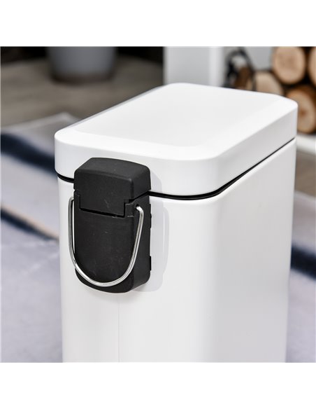 HOMCOM 5L Rectangular Compact Bin Steel Body Removable Bucket Quiet-Close Lid w/ Pedal Lid Rubbish Trash Can Garbage Tidy Clean  - pic 69556 | FastDaddyshop