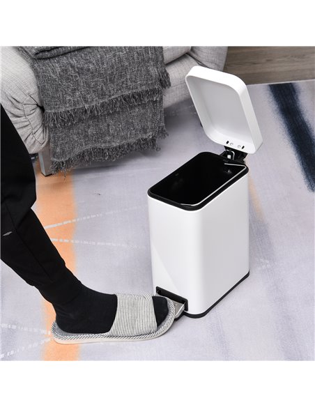 HOMCOM 5L Rectangular Compact Bin Steel Body Removable Bucket Quiet-Close Lid w/ Pedal Lid Rubbish Trash Can Garbage Tidy Clean  - pic 69557 | FastDaddyshop