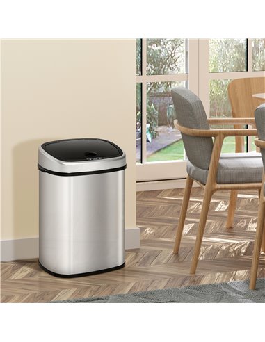 HOMCOM Stainless Steel Sensor Dustbin Automatic Touchless Rubbish Garbage Waste Bin 48L 851-011V01