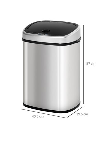HOMCOM Stainless Steel Sensor Dustbin Automatic Touchless Rubbish Garbage Waste Bin 48L 851-011V01
