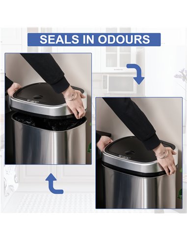 HOMCOM Stainless Steel Sensor Dustbin Automatic Touchless Rubbish Garbage Waste Bin 48L 851-011V01
