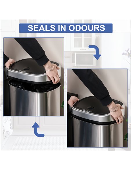 HOMCOM Stainless Steel Sensor Dustbin Automatic Touchless Rubbish Garbage Waste Bin 48L 851-011V01 - pic 69565 | FastDaddyshop