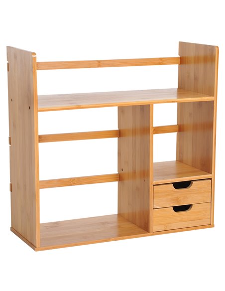 HOMCOM Desk Organiser, Bamboo Desktop Bookshelf with 2 Drawers and Stationery Storage, Reversible Use 920-044 - pic 69577 | FastDaddyshop