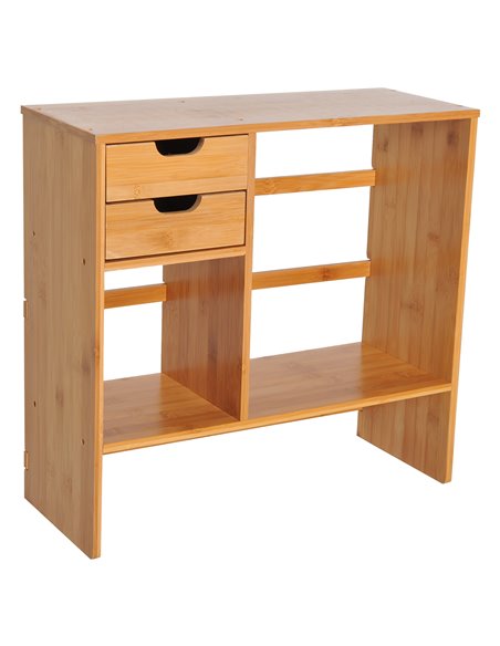 HOMCOM Desk Organiser, Bamboo Desktop Bookshelf with 2 Drawers and Stationery Storage, Reversible Use 920-044 - pic 69581 | FastDaddyshop