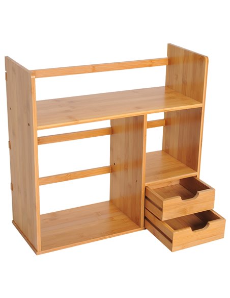HOMCOM Desk Organiser, Bamboo Desktop Bookshelf with 2 Drawers and Stationery Storage, Reversible Use 920-044 - pic 69582 | FastDaddyshop
