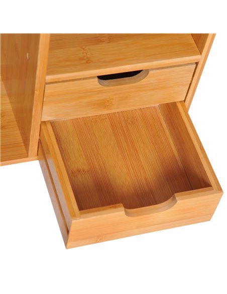 HOMCOM Desk Organiser, Bamboo Desktop Bookshelf with 2 Drawers and Stationery Storage, Reversible Use 920-044 - pic 69585 | FastDaddyshop