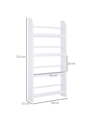 HOMCOM Wood Wall/Standing Magazine Holders Book Rack Shelf 4 Tiers Space Saving Design Water Resist Home Office Decoration 836-1