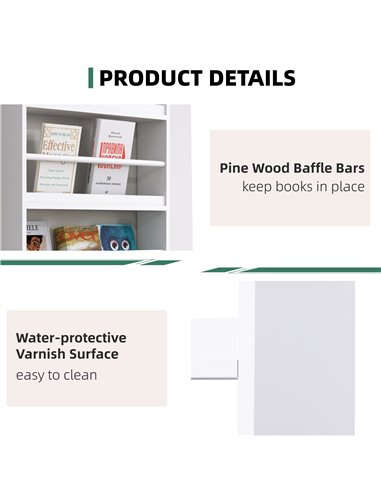 HOMCOM Wood Wall/Standing Magazine Holders Book Rack Shelf 4 Tiers Space Saving Design Water Resist Home Office Decoration 836-1