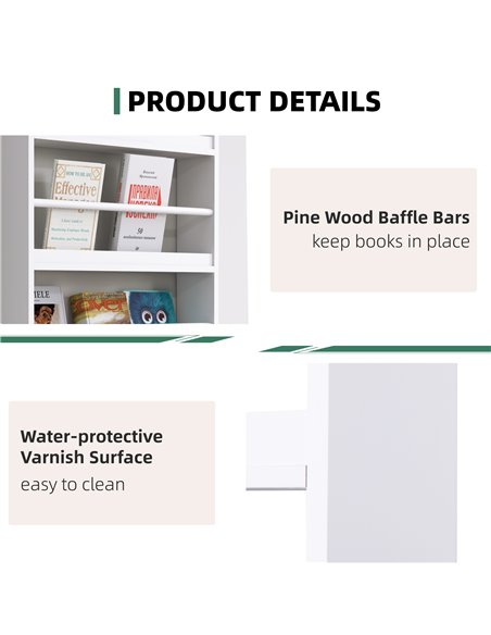 HOMCOM Wood Wall/Standing Magazine Holders Book Rack Shelf 4 Tiers Space Saving Design Water Resist Home Office Decoration 836-1 - pic 69618 | FastDaddyshop