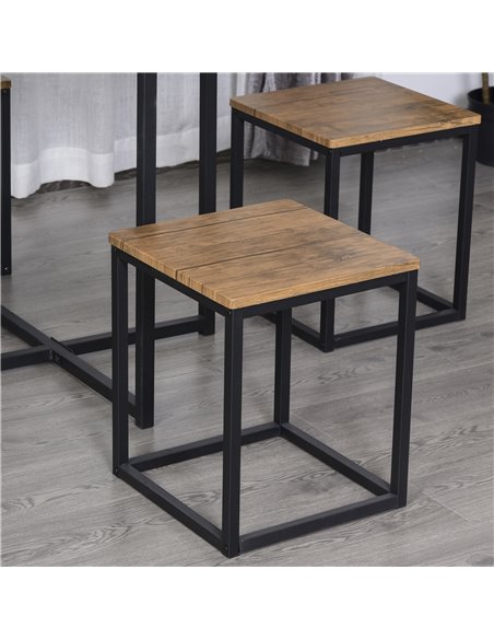 HOMCOM 5 PCS Industrial Table & Stool Set w/ Metal Frame Home Dining Stylish Square Compact Seating Chair Beautiful Cool Black B - pic 69638 | FastDaddyshop