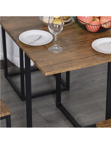 HOMCOM 5 PCS Industrial Table & Stool Set w/ Metal Frame Home Dining Stylish Square Compact Seating Chair Beautiful Cool Black B