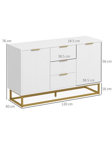 HOMCOM Modern Storage Cabinet Freestanding Cupboard with 3 Drawers for Dining Room, Living Room 837-151