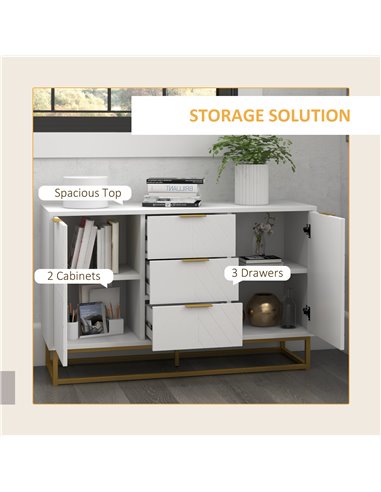 HOMCOM Modern Storage Cabinet Freestanding Cupboard with 3 Drawers for Dining Room, Living Room 837-151