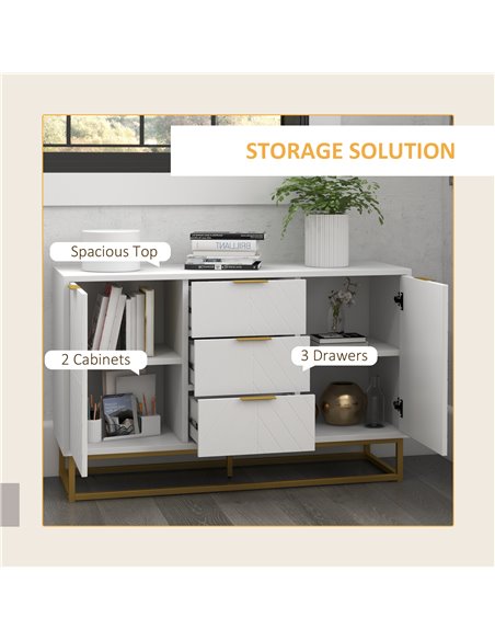HOMCOM Modern Storage Cabinet Freestanding Cupboard with 3 Drawers for Dining Room, Living Room 837-151 - pic 69645 | FastDaddyshop