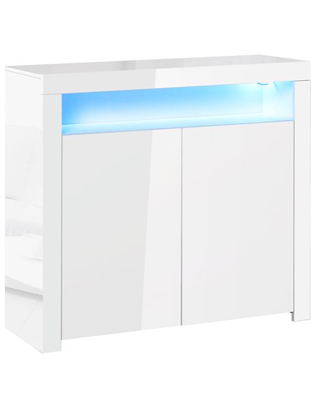 HOMCOM High Gloss LED Cabinet Cupboard Sideboard Buffet Console with RGB Lighting for Entryway, Dining Area, Living Room, White  - pic 69649 | FastDaddyshop