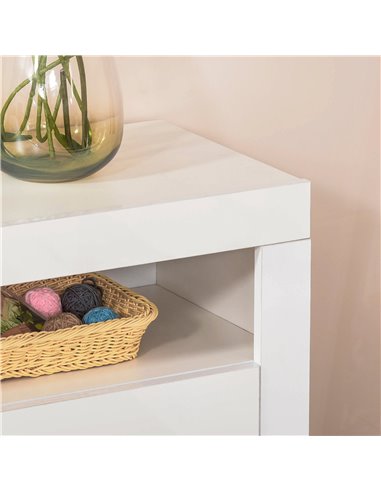 HOMCOM High Gloss LED Cabinet Cupboard Sideboard Buffet Console with RGB Lighting for Entryway, Dining Area, Living Room, White 