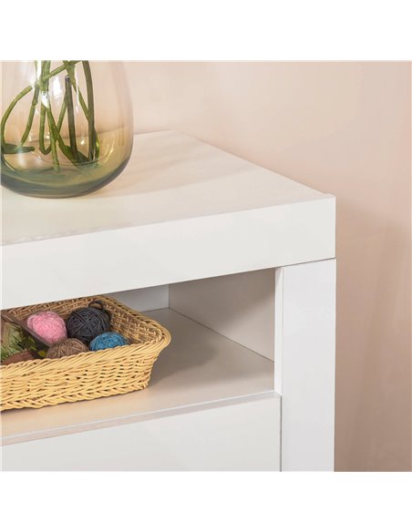 HOMCOM High Gloss LED Cabinet Cupboard Sideboard Buffet Console with RGB Lighting for Entryway, Dining Area, Living Room, White  - pic 69656 | FastDaddyshop