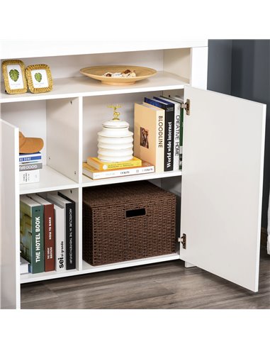 HOMCOM High Gloss LED Cabinet Cupboard Sideboard Buffet Console with RGB Lighting for Entryway, Dining Area, Living Room, White 