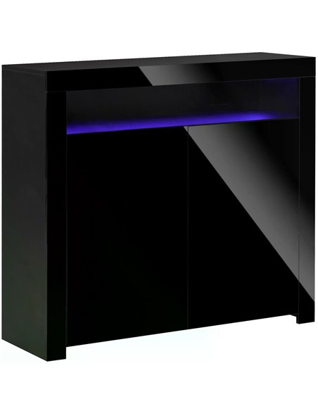 HOMCOM High Gloss LED Cabinet Cupboard Sideboard Buffet Console, Black 837-118V70BK - pic 69658 | FastDaddyshop