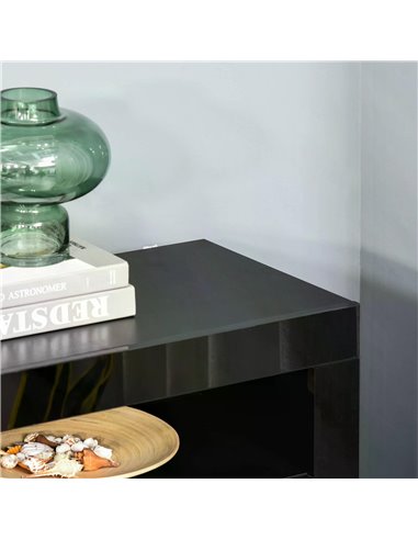 HOMCOM High Gloss LED Cabinet Cupboard Sideboard Buffet Console with RGB Lighting for Entryway, Dining Area, Living Room, Black 