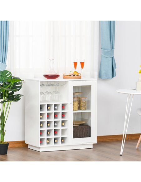 HOMCOM Modern Sideboard Wine Cabinet Cupboard with Glass Door, Glass Holder & 20-Bottle Wine Rack for Living Room, Home Bar, Din - pic 69668 | FastDaddyshop