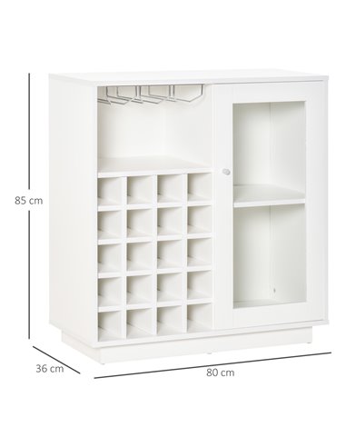 HOMCOM Modern Sideboard Wine Cabinet Cupboard with Glass Door, Glass Holder & 20-Bottle Wine Rack for Living Room, Home Bar, Din