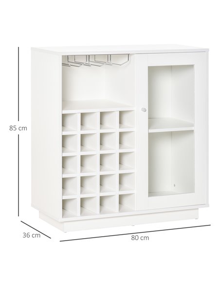 HOMCOM Modern Sideboard Wine Cabinet Cupboard with Glass Door, Glass Holder & 20-Bottle Wine Rack for Living Room, Home Bar, Din - pic 69669 | FastDaddyshop