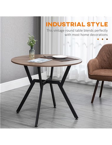 HOMCOM Dining Room Table with Black Legs Anti-slip Foot Pads for Living Room Dining Room 90 x 76 cm Brown 835-860V00BN