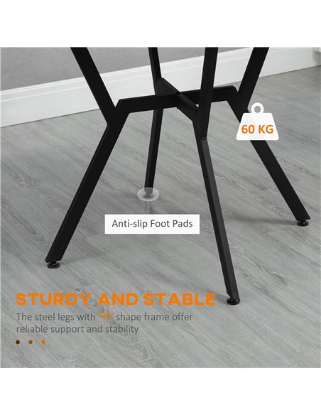HOMCOM Dining Room Table with Black Legs Anti-slip Foot Pads for Living Room Dining Room 90 x 76 cm Brown 835-860V00BN - pic 69779 | FastDaddyshop