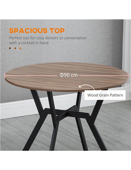 HOMCOM Dining Room Table with Black Legs Anti-slip Foot Pads for Living Room Dining Room 90 x 76 cm Brown 835-860V00BN - pic 69780 | FastDaddyshop