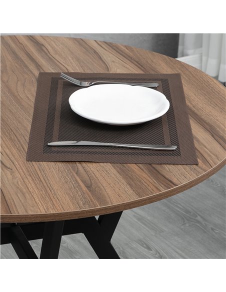 HOMCOM Dining Room Table with Black Legs Anti-slip Foot Pads for Living Room Dining Room 90 x 76 cm Brown 835-860V00BN - pic 69782 | FastDaddyshop