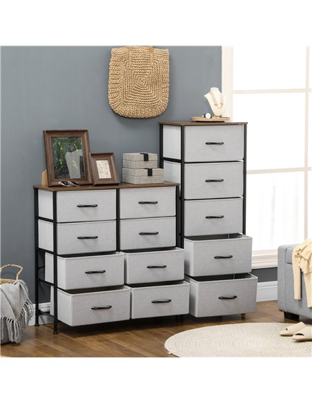 HOMCOM Chest of Drawers, Fabric Storage Drawers, Industrial Bedroom Dresser w/5 Fabric Drawers, Steel Frame, Wooden Top for Nurs - pic 6979 | FastDaddyshop