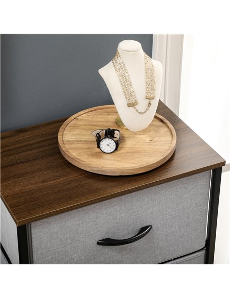 HOMCOM Chest of Drawers, Fabric Storage Drawers, Industrial Bedroom Dresser w/5 Fabric Drawers, Steel Frame, Wooden Top for Nurs - pic 6980 | FastDaddyshop
