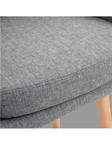 HOMCOM Pair of Bar Chairs Modern Fabric Upholstered Seat with Solid Wood Legs & Metal Frame for Dining Room - Grey 835-141V70GY
