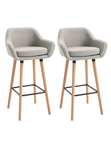 HOMCOM Pair of Bar Chairs, Modern Upholstered Seat, Beige 835-141V70BG - pic 69802 | FastDaddyshop