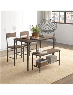 HOMCOM Four-Piece Dining Set, With Table, Chairs and Bench 83A-109V00GY 2