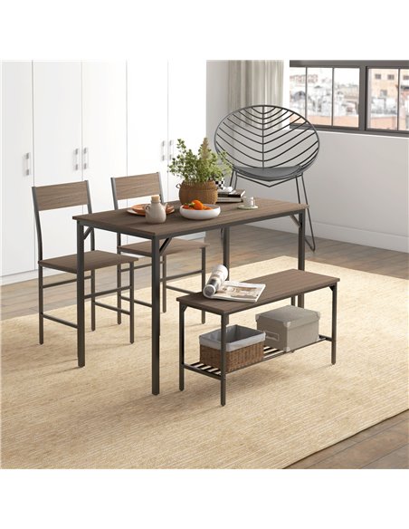 HOMCOM Four-Piece Dining Set, With Table, Chairs and Bench 83A-109V00GY - pic 69839 | FastDaddyshop