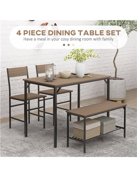 HOMCOM Four-Piece Dining Set, With Table, Chairs and Bench 83A-109V00GY - pic 69841 | FastDaddyshop