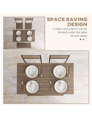 HOMCOM Four-Piece Dining Set, With Table, Chairs and Bench 83A-109V00GY