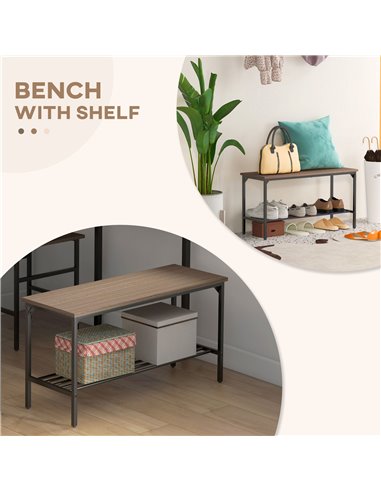 HOMCOM Four-Piece Dining Set, With Table, Chairs and Bench 83A-109V00GY